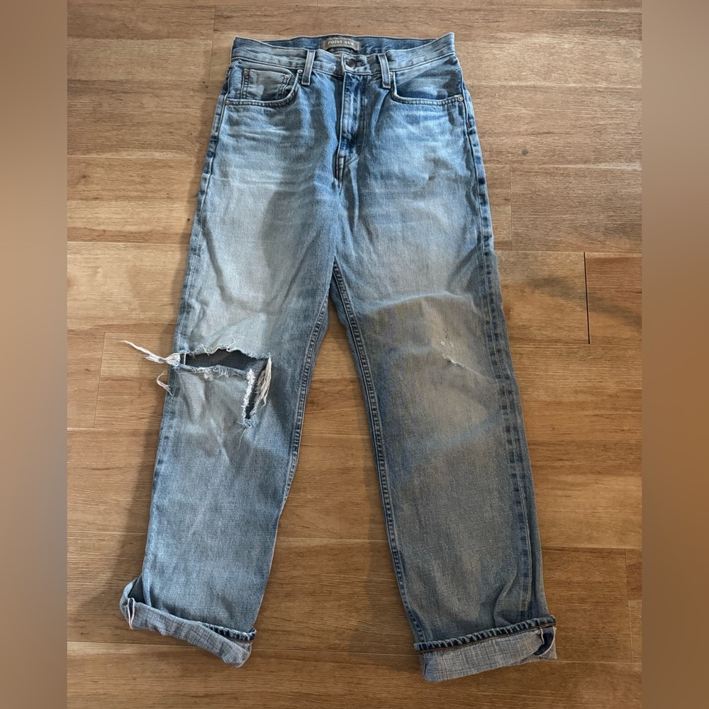 Point Sur Denim Boyfriend Jeans – Distressed Knee, Size 27